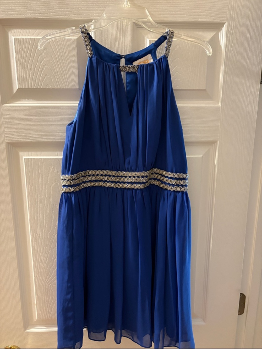 GB Royal Blue Embellished Halter Mini Dress